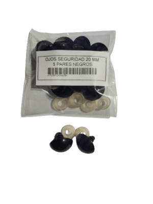 SET 5 PARES OJOS SEGUIRIDAD 20 MM NEGROS