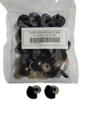 SET 10 PARES OJOS SEGURIDAD 22 MM NEGROS