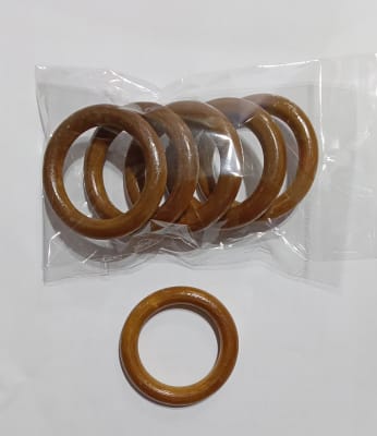 ARGOLLAS MADERA 6 CM COLOR CAFE 5 UNIDADES