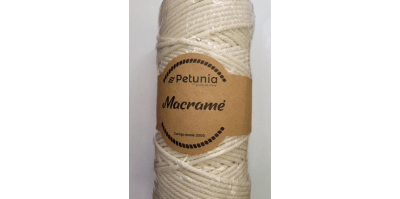 ALGODÓN PETUNIA MACRAME 4 MM CRUDO CONO 500 GR