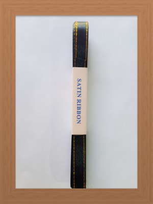 CINTA SATIN BORDE DORADO 1 CM NEGRO