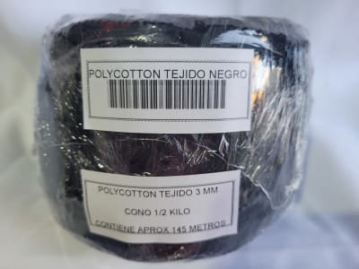 POLYCOTTON TEJIDO NEGRO CONO 1/2 KILO