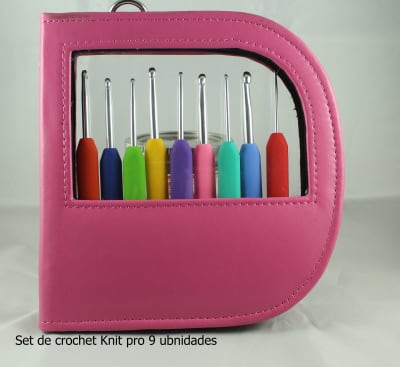 SET CROCHET KINIT PRO ROSADO