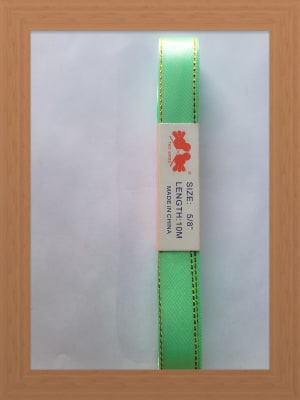 CINTA SATIN BORDE DORADO 1.5 CM VERDE AGUA