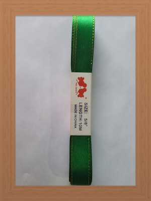 CINTA SATIN BORDE DORADO 1.5 CM VERDE NAVIDAD1