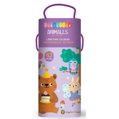 TUBICOLOR ANIMALES DEL BOSQUE-LIBRO PARA COLOREAR MAS PUZZLE-GATO DE HOJALATA PENGUIN