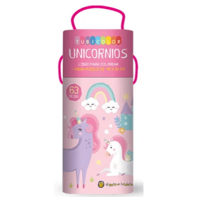 TUBICOLOR UNICORNIOS-LIBRO PARA COLOREAR MAS PUZZLE-GATO DE HOJALATA PENGUIN