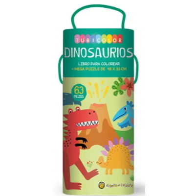 TUBICOLOR DINOSAURIOS-LIBRO PARA COLOREAR MAS PUZZLE-GATO DE HOJALATA PENGUIN1