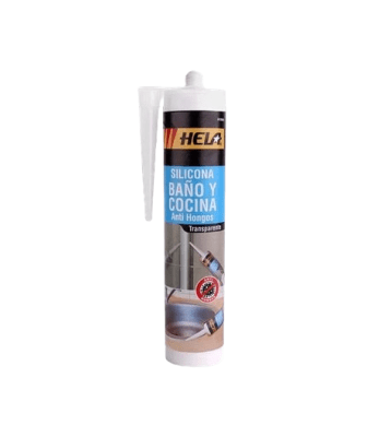 SILICONA ACETICA C/FUNGICIDA TRANSPARENTE 280ML (PARA BAÑO/COCINA) - HELA1