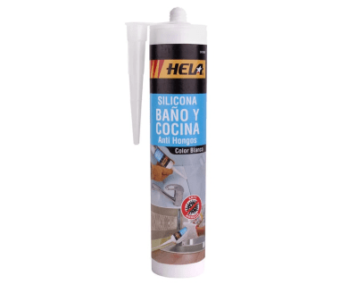 SILICONA ACETICA C/FUNGICIDA BLANCA 280ML (PARA BAÑO Y COCINA) - HELA1
