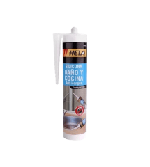 SILICONA ACETICA C/FUNGICIDA TRANSPARENTE 280ML (PARA BAÑO/COCINA) - HELA