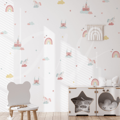Wallstickers Unicornios Arcoiris y Castillos