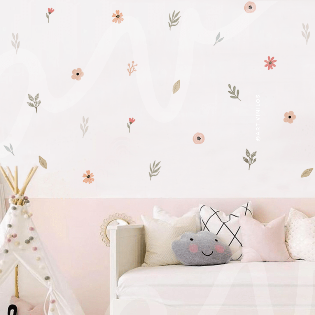 Wallstickers Flores y Hojas en Acuarela1