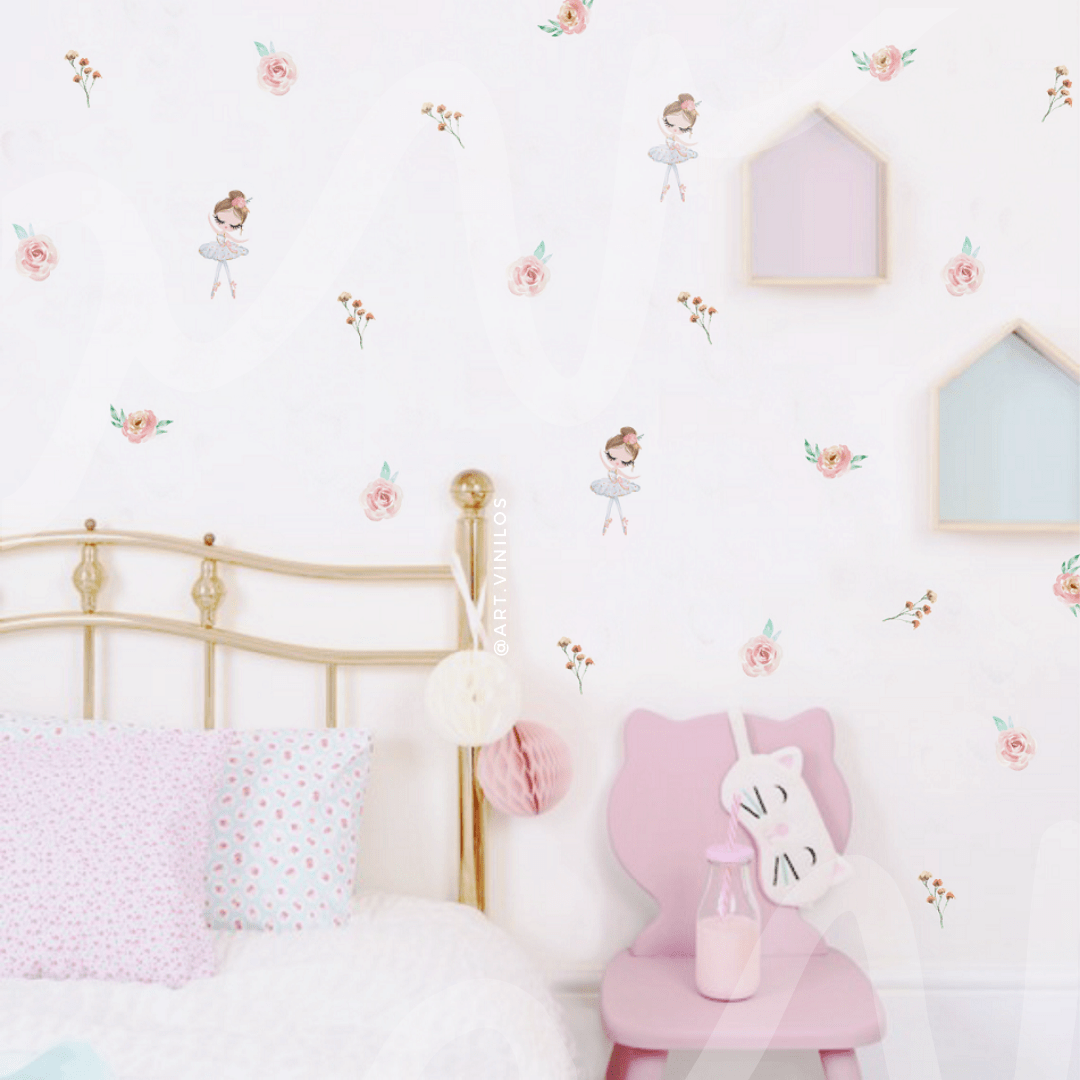 Wallstickers Ballerinas y Flores1