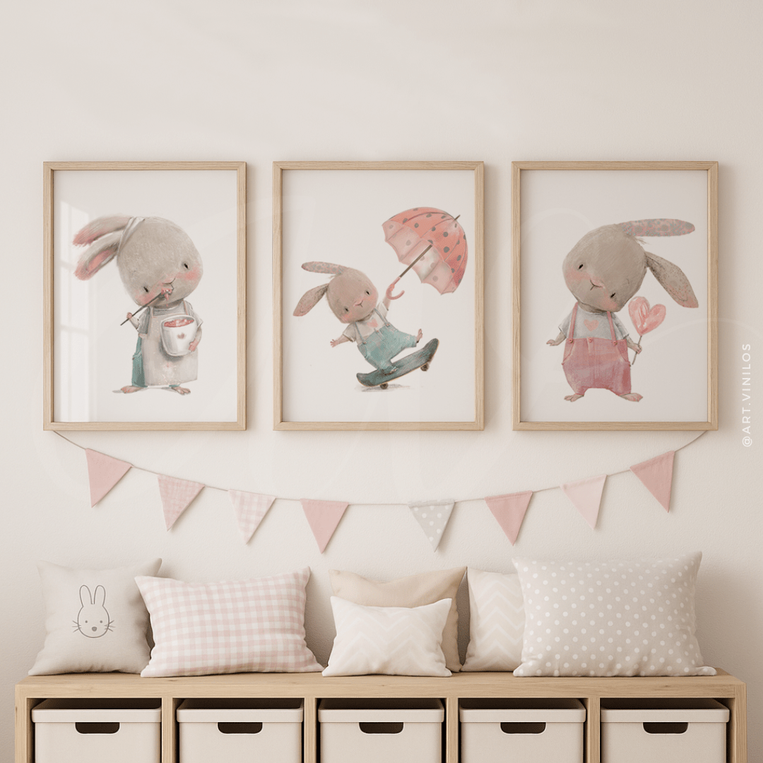 Cuadros Deco Conejitos Acuarela1