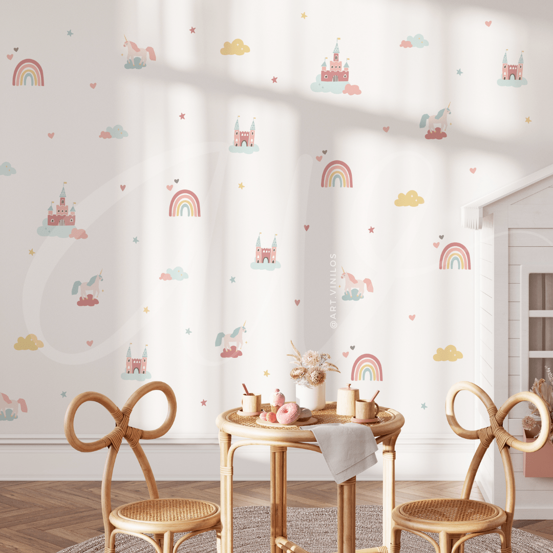 Wallstickers Unicornios Arcoiris y Castillos3