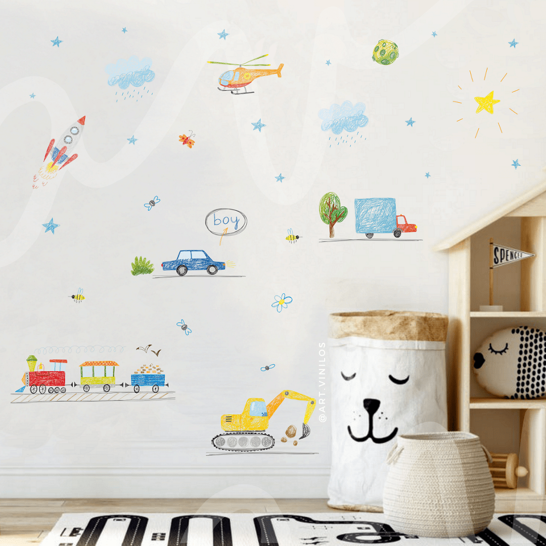 Vinil Deco Carritos Dibujados1