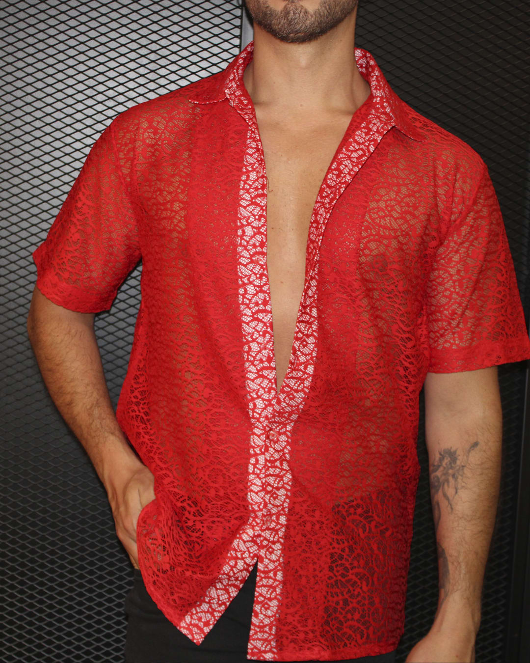 Camisa Encaje Catalina Roja3