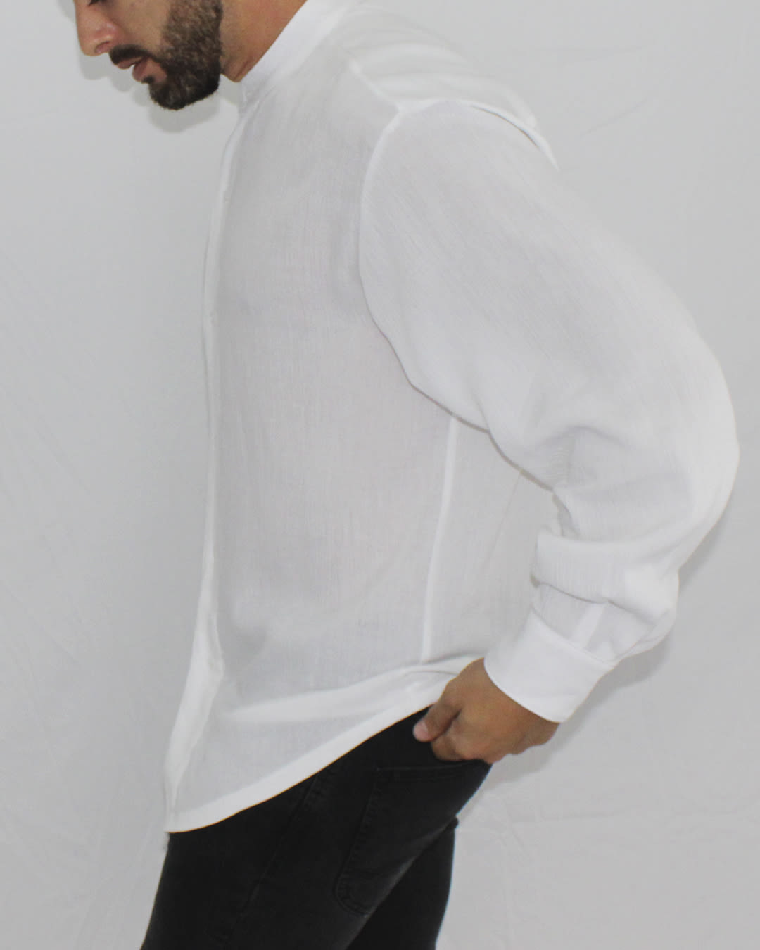 Camisa Bamula Cuello Mao Blanca1