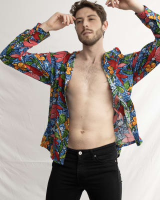 Camisa Viscosa Blue Garden