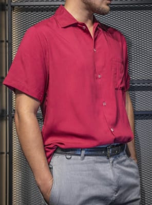 Camisa Viscosa Burdeo