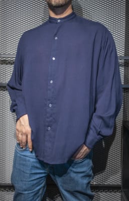 Camisa Bambula Cuello Mao Azul