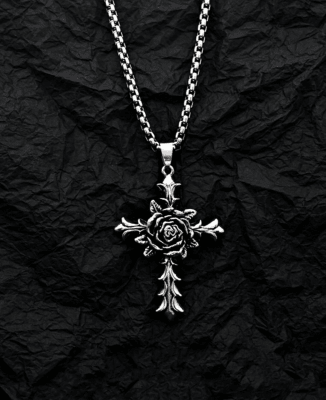 Collar Rosa Cruz Silver