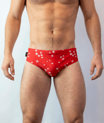 Sunga Roja con estrellas estampadas blancas