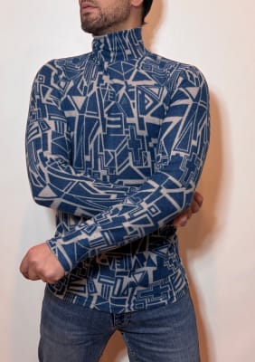 Beatle Lanilla Estampado Geométrico Azul