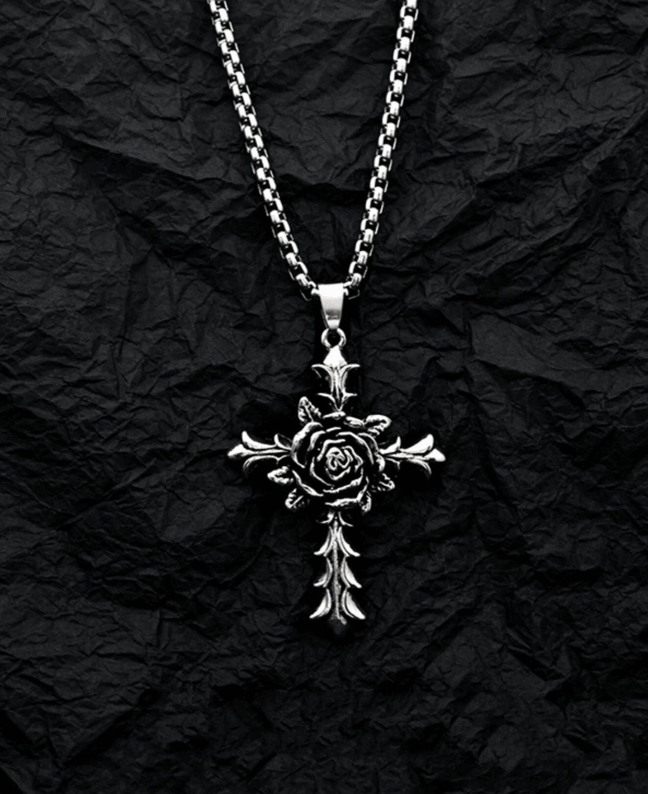 Collar Rosa Cruz Silver1