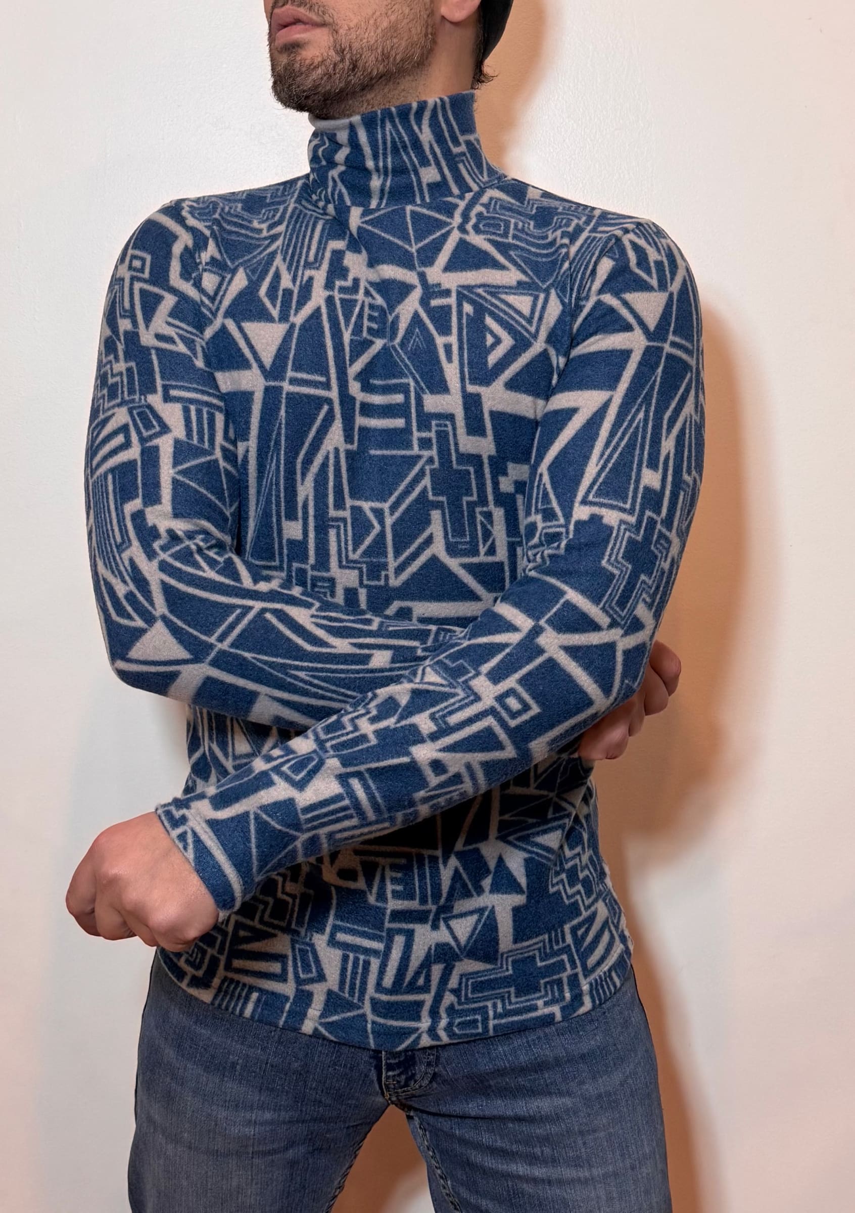 Beatle Lanilla Estampado Geométrico Azul1