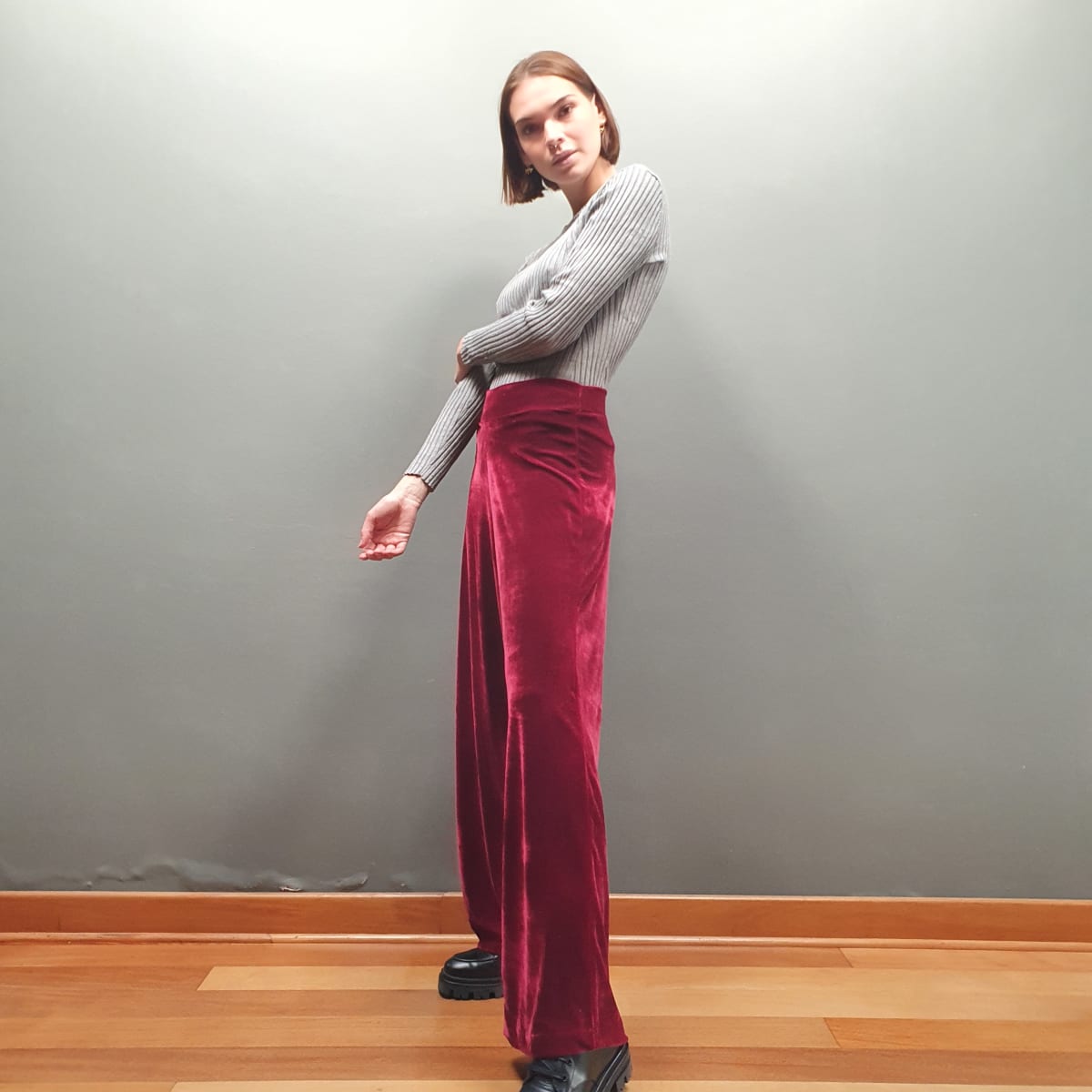 De Moda De Alta Cintura Suelta Recta Pantalones De Mujer Nueva  Engrosamiento De Terciopelo De La