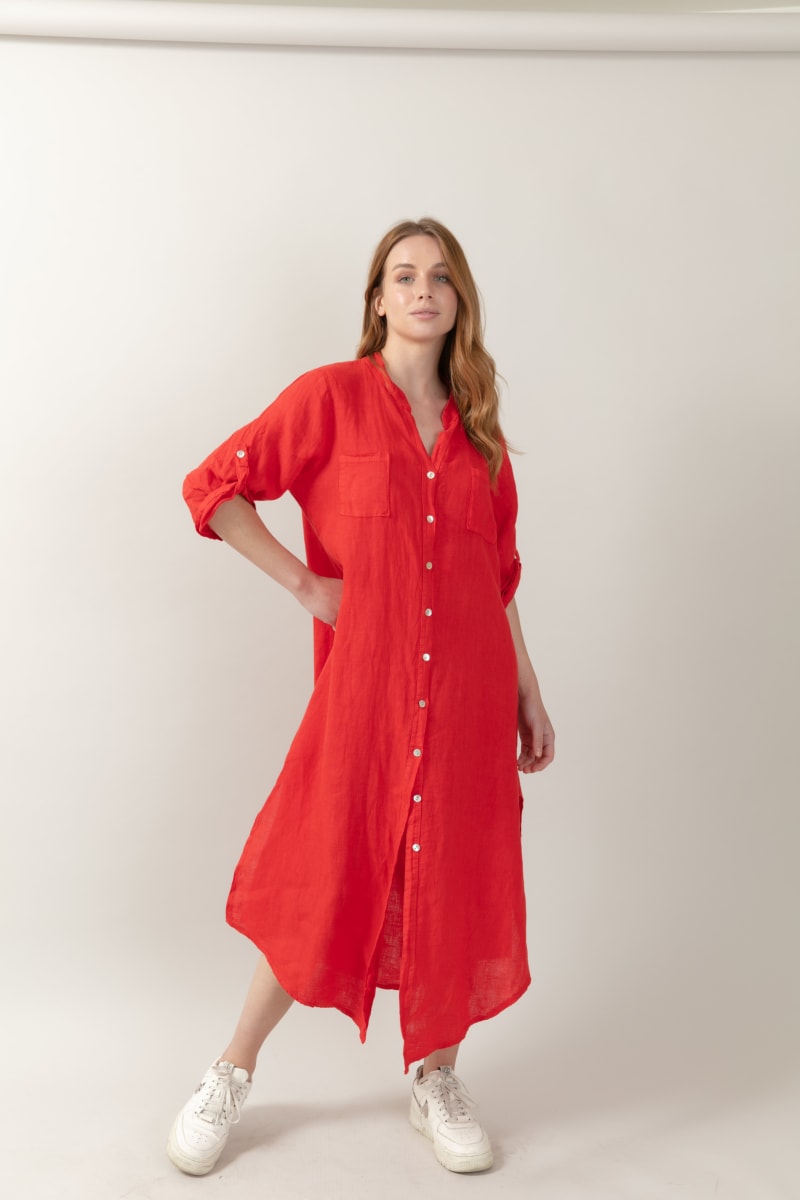 Vestido largo Lino Botones | Verónica Sutil