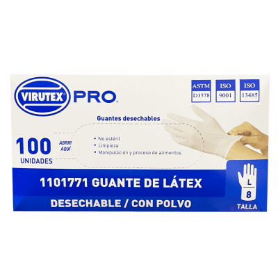 GUANTE LATEX C/POLVO     BLANCO L - VTX PRO