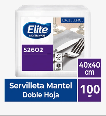 SERVILLETA ELITE MANTEL BLANCA 100 UN 40x40 cm