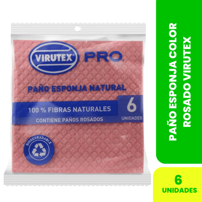 PAÑO ESPONJA COLOR ROSADO X6 VIRUTEX