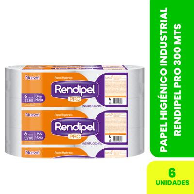 PAPEL HIGIÉNICO INDUSTRIAL RENDIPEL PRO 6 ROLLOS X 300MTS C / U