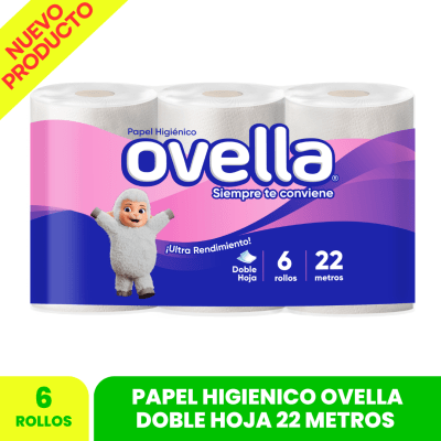 Papel Higienico OVELLA Doble Hoja 22 MTS X 6 UN.