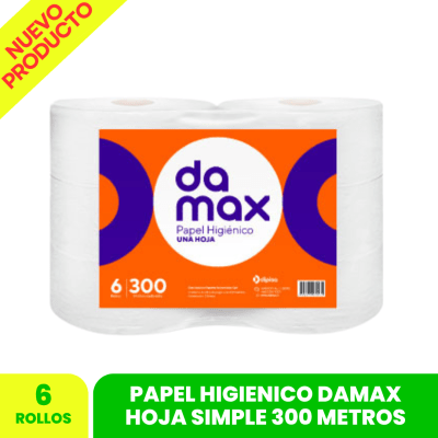 Papel Higiénico DAMAX 300 MTS X 6 UN.