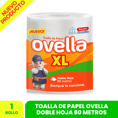 Toalla De Papel OVELLA XL Doble Hoja 80 MTS.