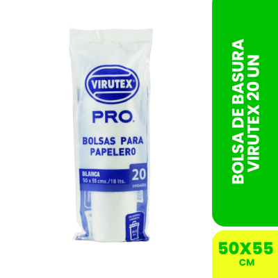 BOLSAS DE BASURA BLANCA ROLLO 50 X 55 CM 20 UN VTX