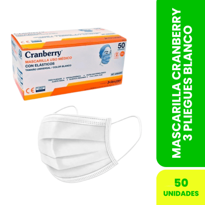 MASCARILLA 3P BLANCA C/ELASTICO Y FILTRO USO MEDICO X50