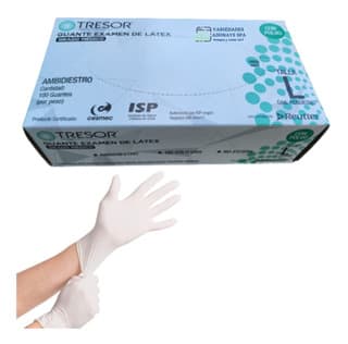 GUANTE EX.LATEX C/P BLANCO TRESOR L X100