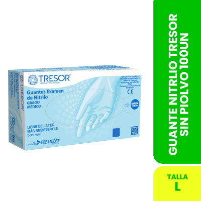 GUANTE EX. NITRILO L/P AZUL TRESOR L X100