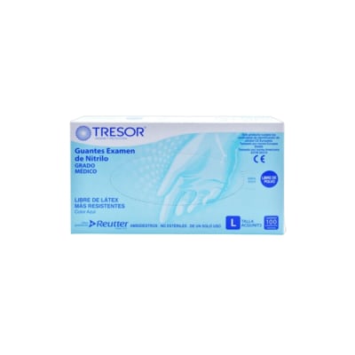 GUANTE EX. NITRILO L/P AZUL TRESOR L X100