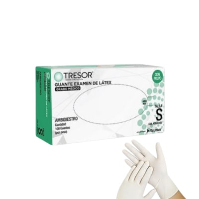 GUANTE EX.LATEX C/P BLANCO TRESOR S X100