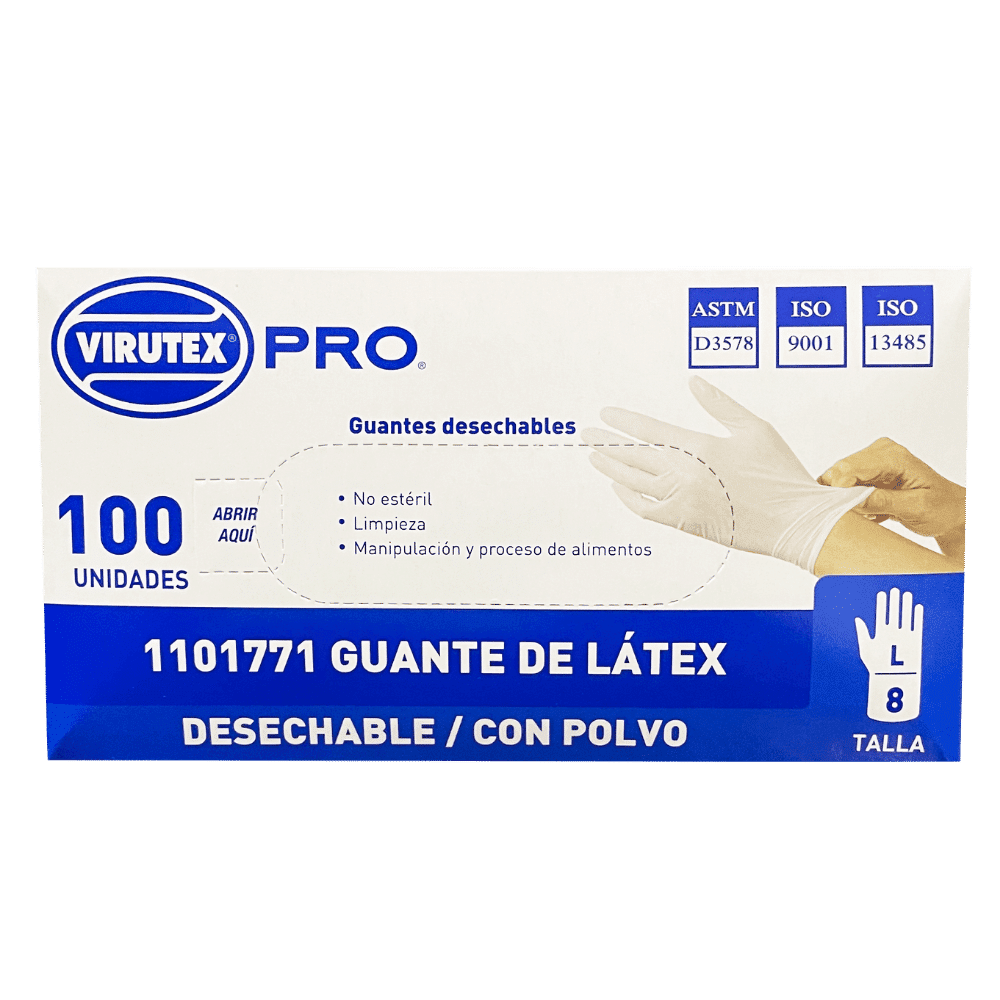 GUANTE LATEX C/POLVO     BLANCO L - VTX PRO1