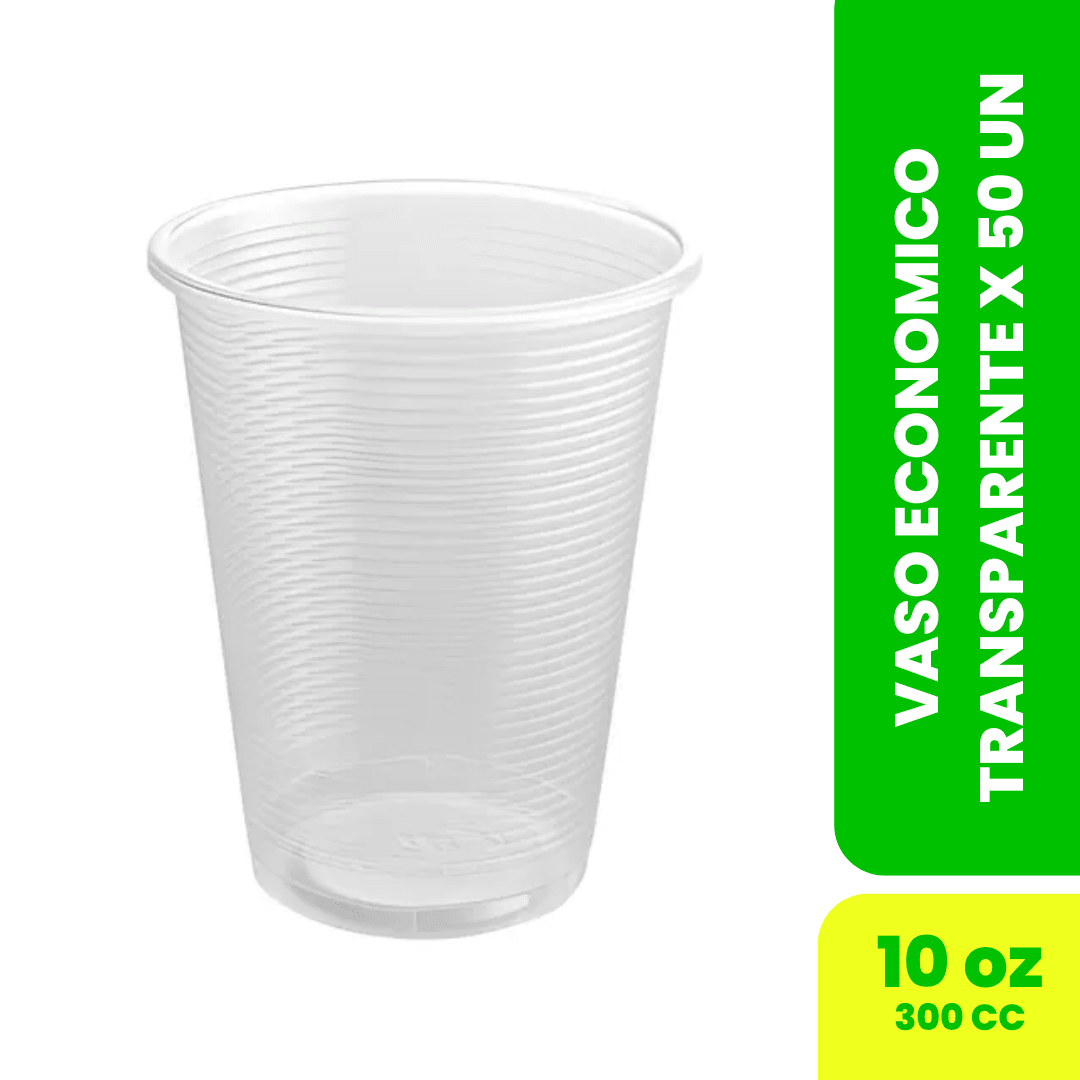 VASO ECONOMICO TRANSPARENTE 300CC 50 UN 1