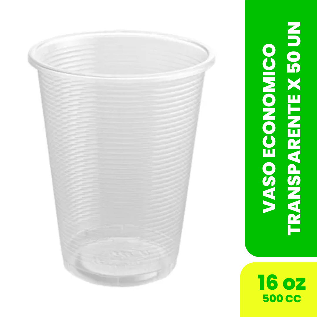 VASO ECONOMICO TRANSPARENTE 500CC 50 UN 1