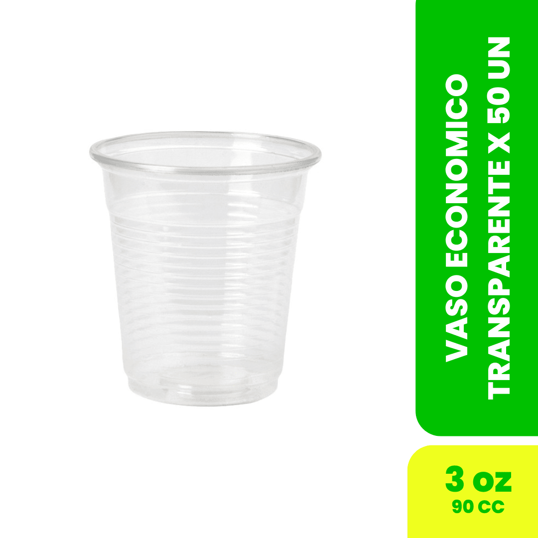 VASO 3 OZ (90CC) ECONOMICO TRASP 50 UNIDADES1